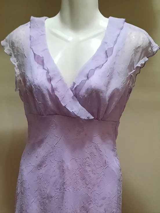 CDC Petite Lavender Ruffled V-Neck Cocktail Dress - Picture 9 of 10